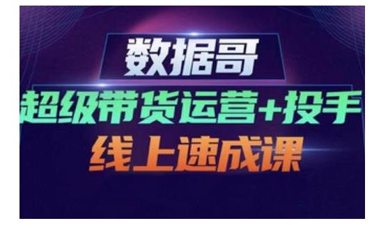 数据哥·超级带货运营 投手线上速成课，快速提升运营和熟悉学会投手技巧-轻创网