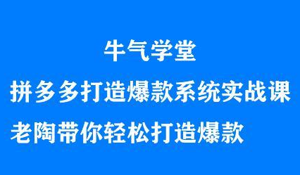 牛气学堂拼多多打造爆款系统实战课，老陶带你轻松打造爆款-轻创网