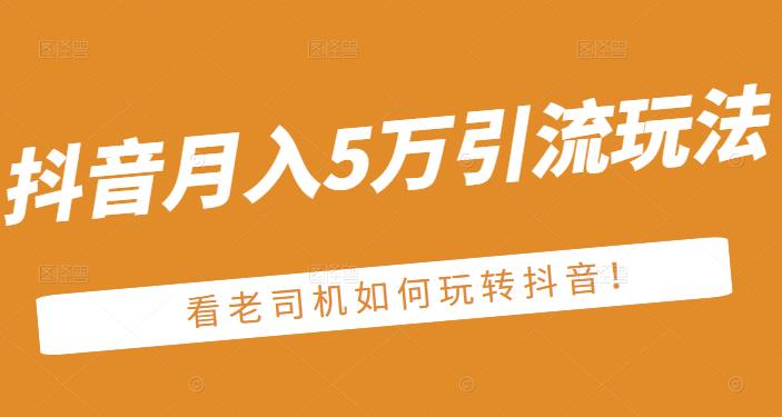 老古董·抖音月入5万引流玩法，看看老司机如何玩转抖音(附赠：抖音另类引流思路)-轻创网