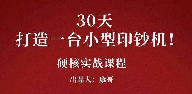 康哥30天打造一台小型印钞机：躺赚30万的项目完整复盘（视频教程）-轻创网