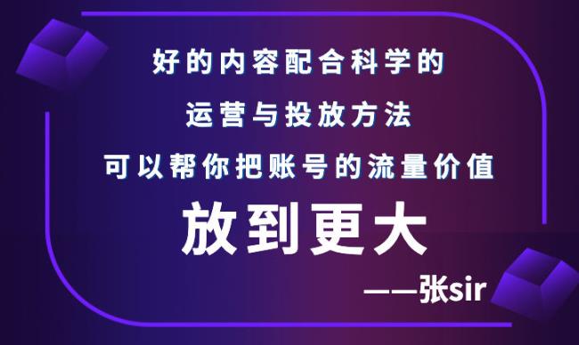 张sir账号流量增长课，告别海王流量，让你的流量更精准-轻创网