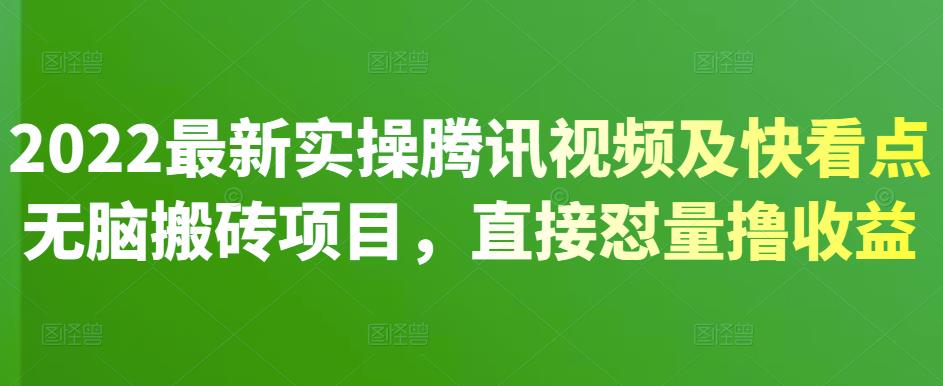 2022最新实操腾讯视频及快看点无脑搬砖项目，直接怼量撸收益-轻创网