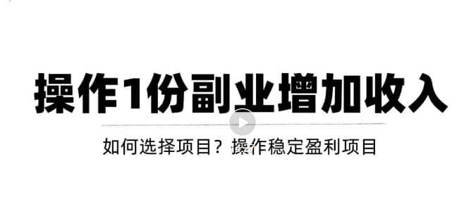 新手如何通过操作副业增加收入，从项目选择到玩法分享！【视频教程】-轻创网