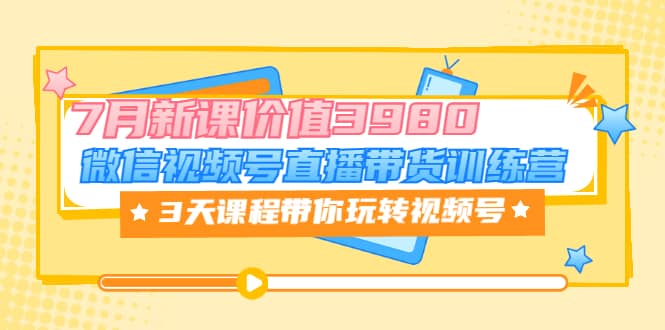 微信视频号直播带货训练营，3天课程带你玩转视频号：7月新课价值3980-轻创网