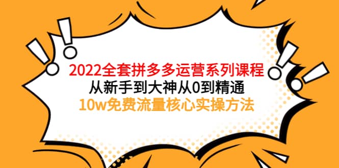 2022全套拼多多运营课程，从新手到大神从0到精通，10w免费流量核心实操方法-轻创网