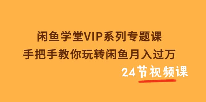 闲鱼学堂VIP系列专题课：手把手教你玩转闲鱼月入过万（共24节视频课）-轻创网