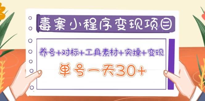 毒案小程序变现项目：养号 对标 工具素材 实操 变现-轻创网