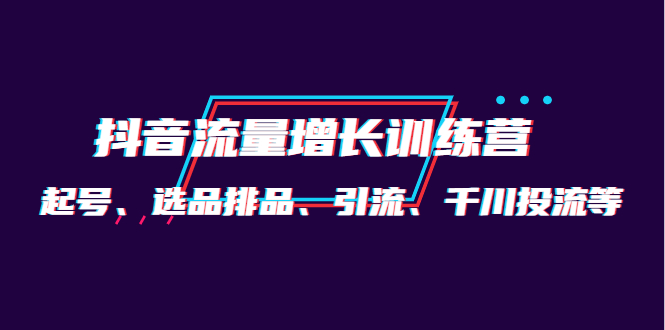 月销1.6亿实操团队·抖音流量增长训练营：起号、选品排品、引流 千川投流等-轻创网