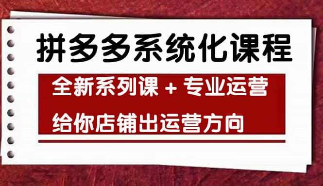 车神陪跑，拼多多系统化课程，全新系列课 专业运营给你店铺出运营方向-轻创网