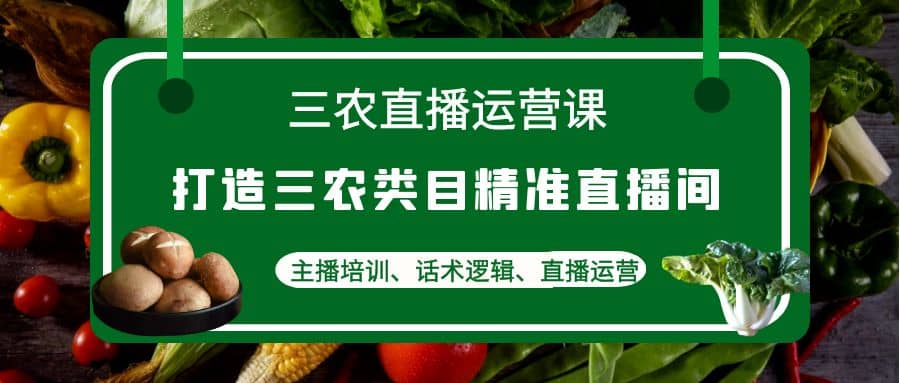 三农直播运营课：打造三农类目精准直播间，主播培训、话术逻辑、直播运营-轻创网