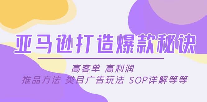 亚马逊打造爆款秘诀：高客单 高利润 推品方法 类目广告玩法 SOP详解等等-轻创网