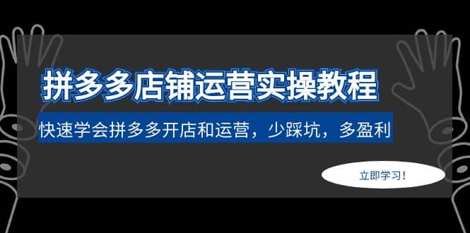 拼多多店铺运营实操教程：快速学会拼多多开店和运营，少踩坑，多盈利-轻创网