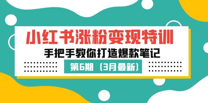 小红书涨粉变现特训·第6期，手把手教你打造爆款笔记（3月新课）-轻创网