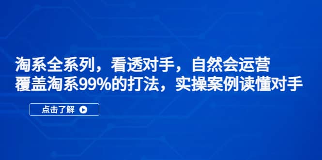 淘系全系列，看透对手，自然会运营，覆盖淘系99%·打法，实操案例读懂对手-轻创网