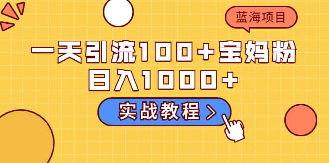 一天引流100 宝妈粉，日入1000 的蓝海项目（实战教程）-轻创网