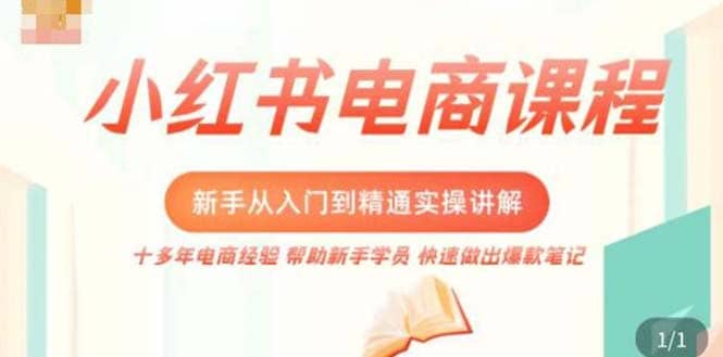 小红书电商新手入门到精通实操课，从入门到精通做爆款笔记，开店运营-轻创网