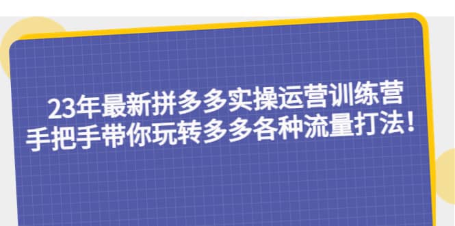 23年最新拼多多实操运营训练营：手把手带你玩转多多各种流量打法！-轻创网