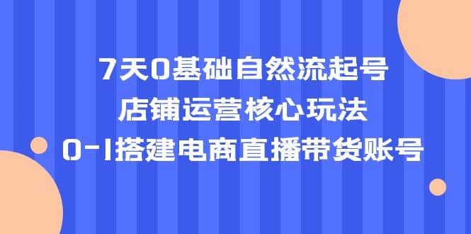 7天0基础自然流起号，店铺运营核心玩法，0-1搭建电商直播带货账号-轻创网