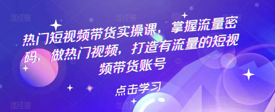 热门短视频带货实战 掌握流量密码 做热门视频 打造有流量的短视频带货账号-轻创网