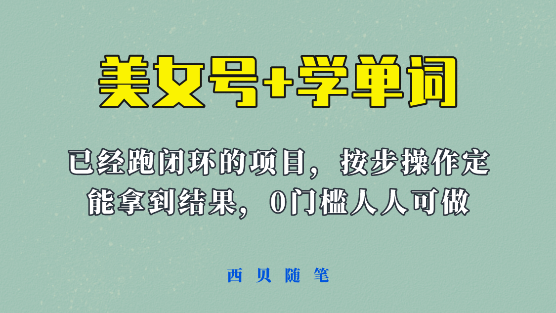 《美女号 学单词》玩法，信息差而已 课程拆开揉碎了和大家去讲 (教程 素材)-轻创网