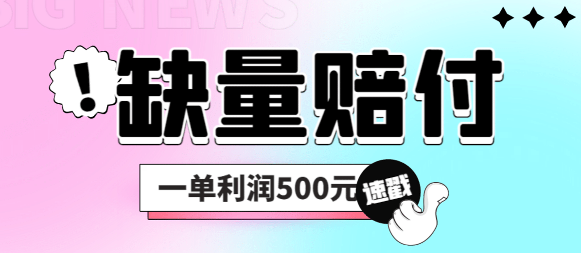 最新多平台缺量赔付玩法，简单操作一单利润500元-轻创网