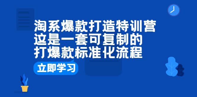 淘系爆款打造特训营：这是一套可复制的打爆款标准化流程-轻创网