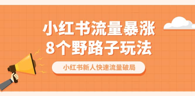 小红书流量-暴涨8个野路子玩法：小红书新人快速流量破局（8节课）-轻创网