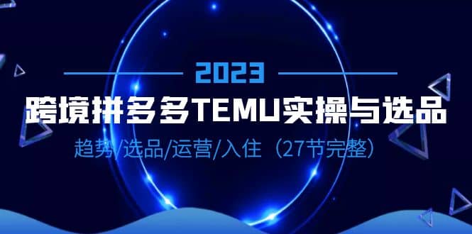 2023跨境·拼多多·TEMU实操与选品，趋势·选品·运营·入住（27节完整）-轻创网