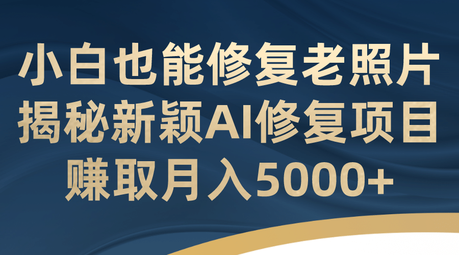 小白也能修复老照片！揭秘新颖AI修复项目，赚取月入5000-轻创网