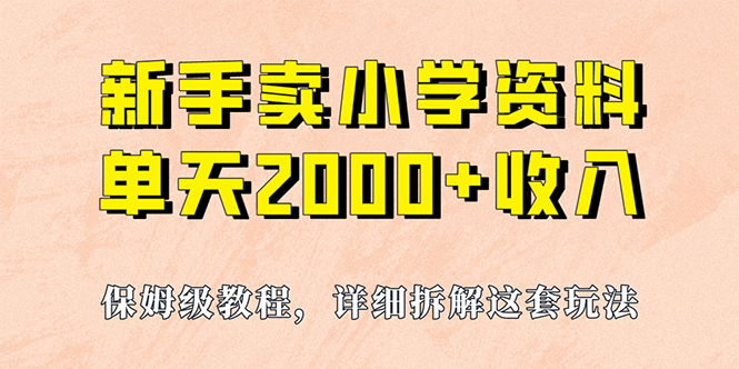 我如何通过卖小学资料，实现单天2000 ，实操项目，保姆级教程 资料 工具-轻创网