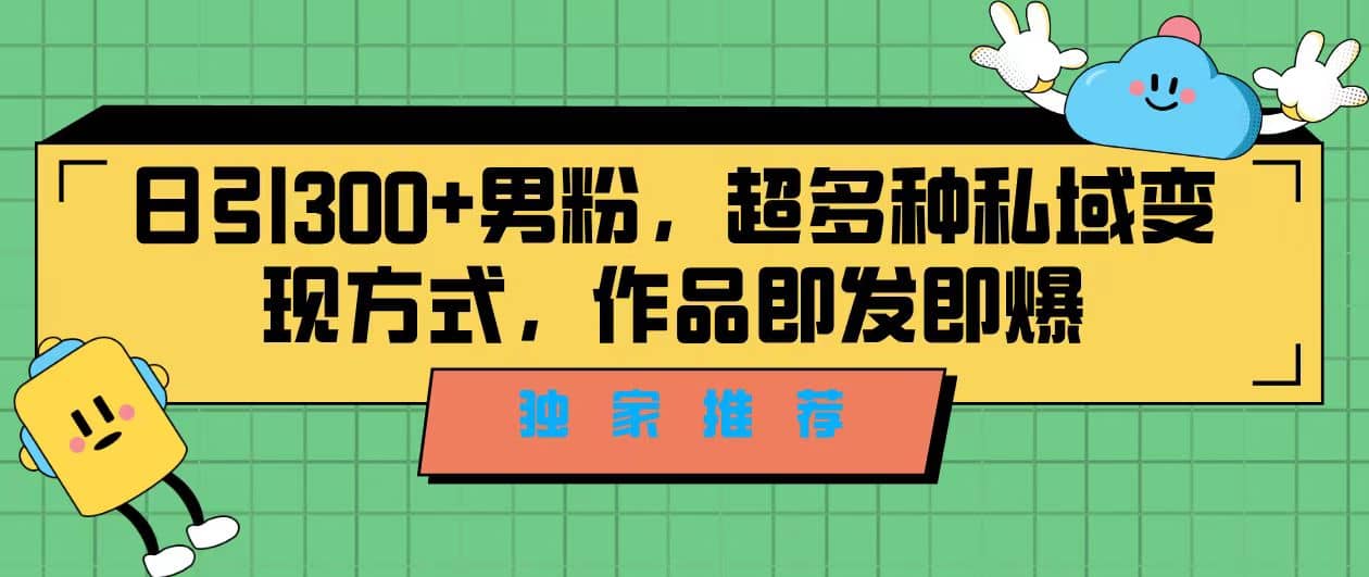 独家推荐！日引300 男粉，超多种私域变现方式，作品即发即报-轻创网