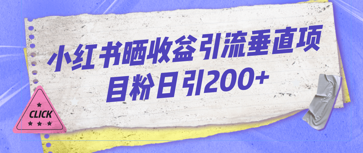 小红书晒收益图引流垂直项目粉日引200-轻创网