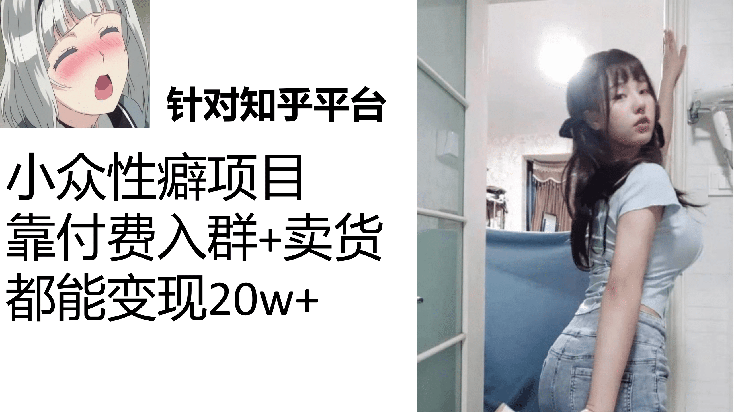 知乎小众性癖项目，Lsp的钱才是最好赚的，付费建群 卖货变现20w-轻创网