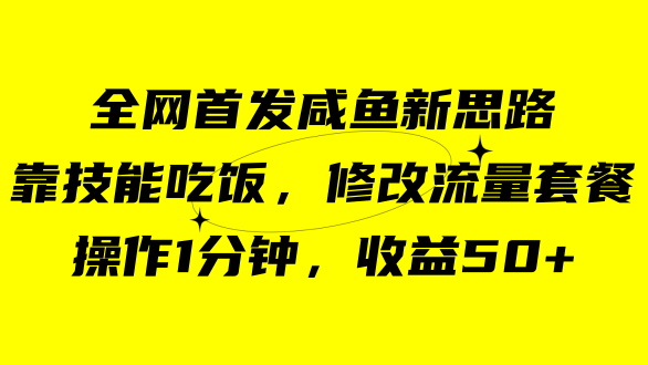 咸鱼冷门新玩法，靠“技能吃饭”，修改流量套餐，操作1分钟，收益50-轻创网