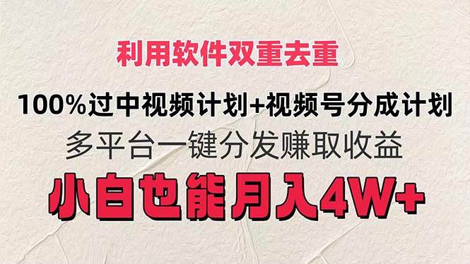 利用软件双重去重，100%过中视频+视频号分成计划小白也可以月入4W+-轻创网