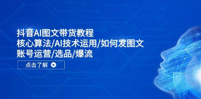 抖音AI图文带货教程：核心算法/AI技术运用/如何发图文/账号运营/选品/爆流-轻创网