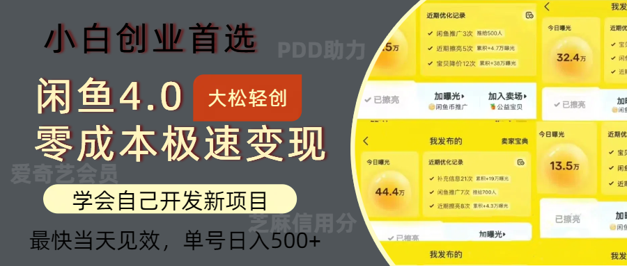 闲鱼0成本极速变现项目，多种变现方式，单号日入500+最新玩法-轻创网