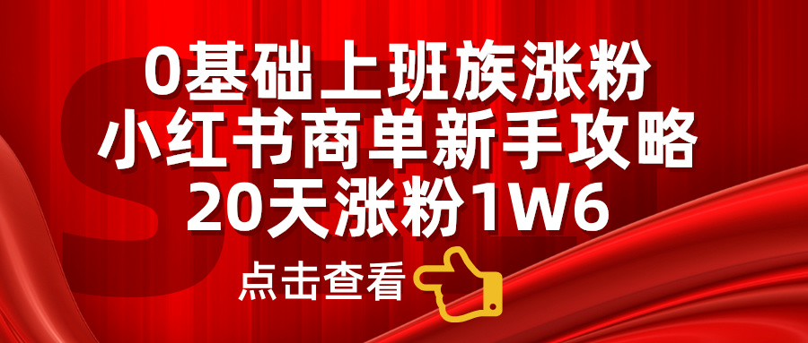 0基础上班族涨粉，小红书商单新手攻略，20天涨粉1.6w-轻创网