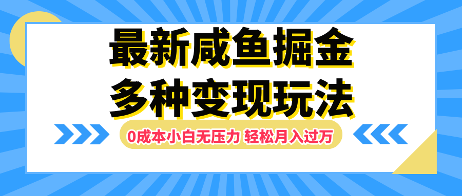 最新咸鱼掘金玩法，更新玩法，0成本小白无压力，多种变现轻松月入过万-轻创网