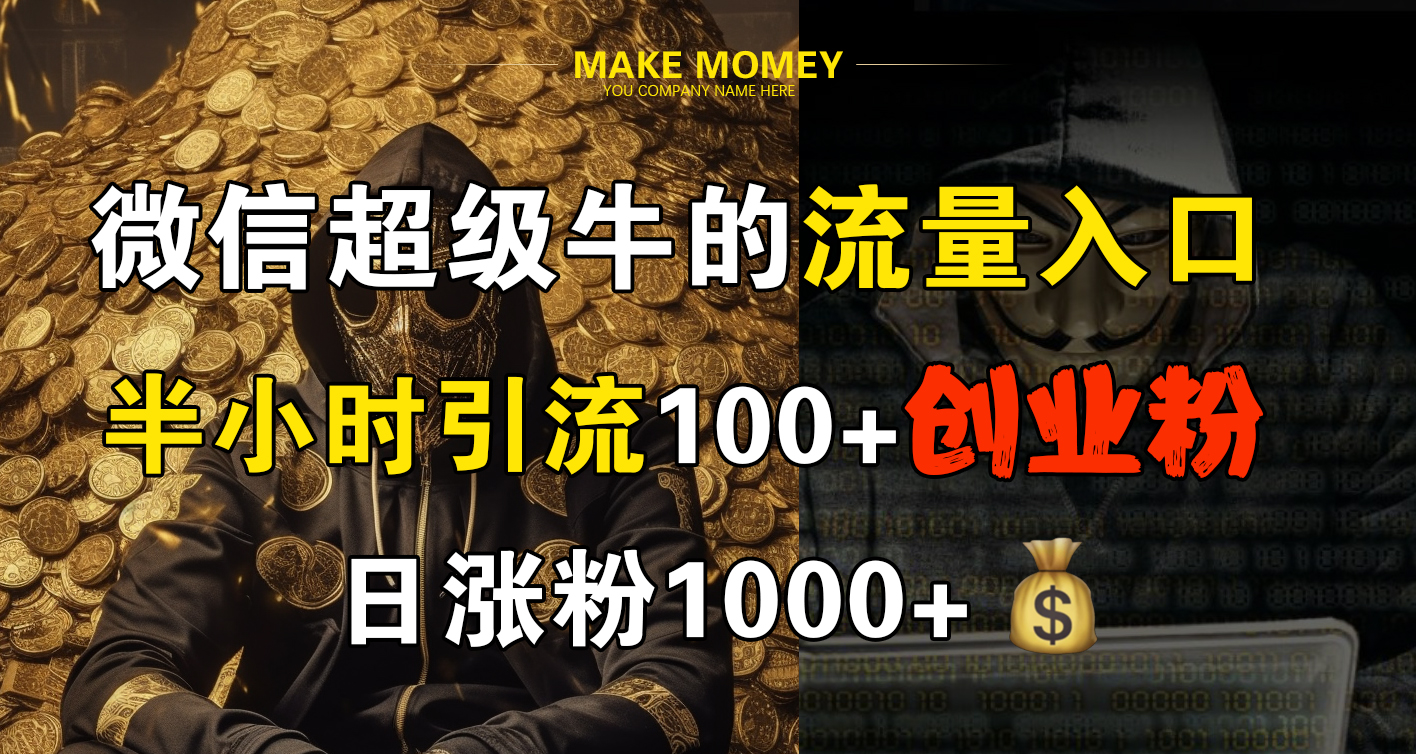 微信超级牛的流量入口，半小时引流100+创业粉，日涨粉1000+-轻创网