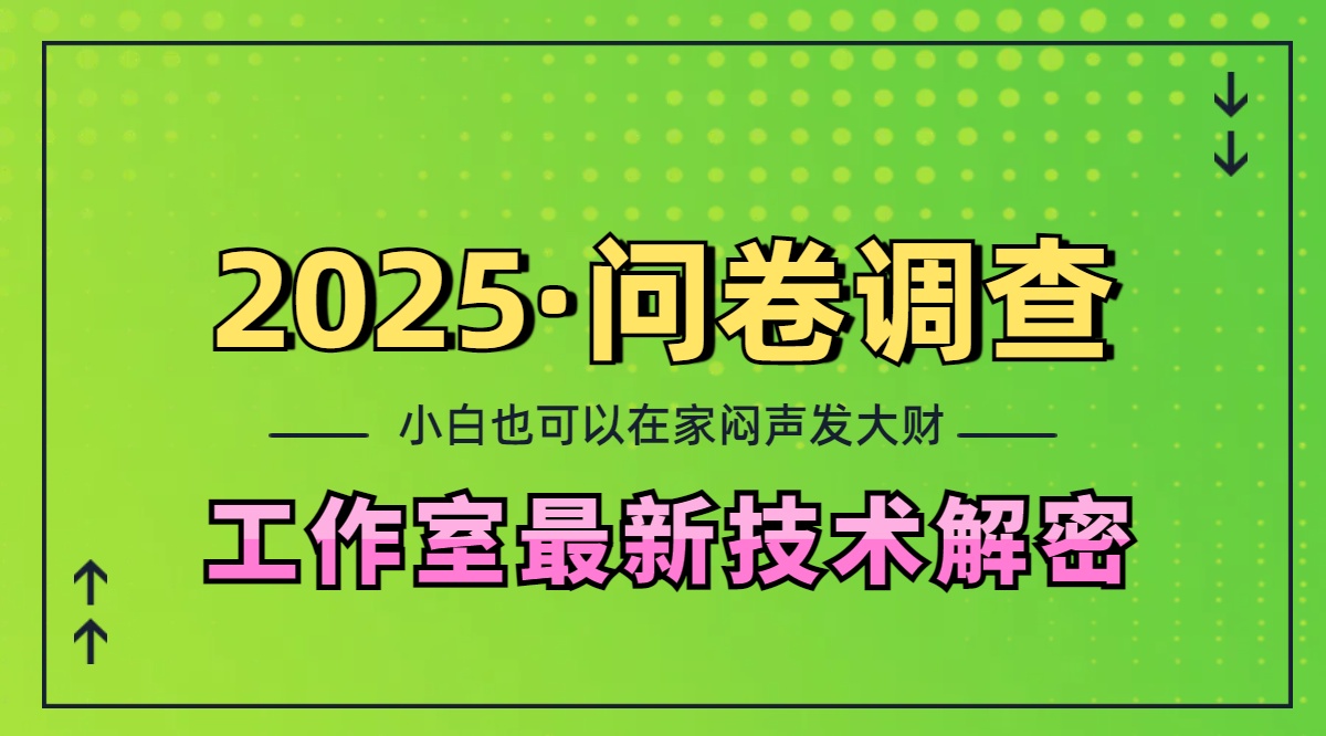 2025《问卷调查》最新工作室技术解密：一个人在家也可以闷声发大财，小白一天200+，可矩阵放大-轻创网