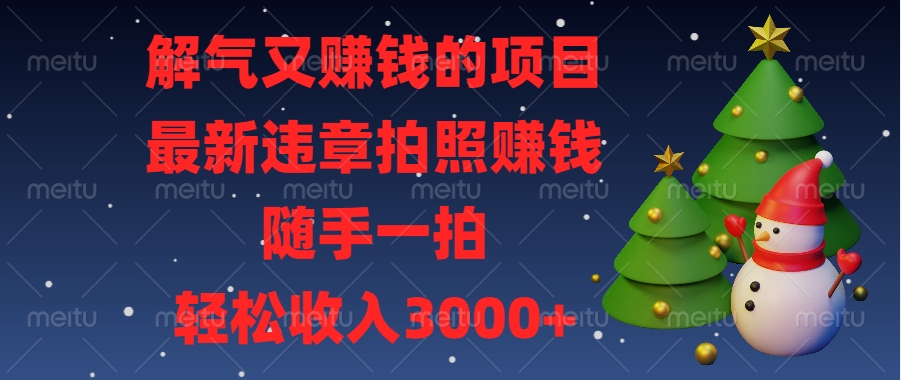 最新违章拍照赚钱，随手一拍，解气又赚钱的项目，轻松收入3000+-轻创网