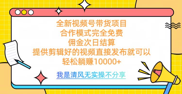 全网最新视频号带货，完全免费合作，佣金次日结算，轻松躺赚10000+-轻创网