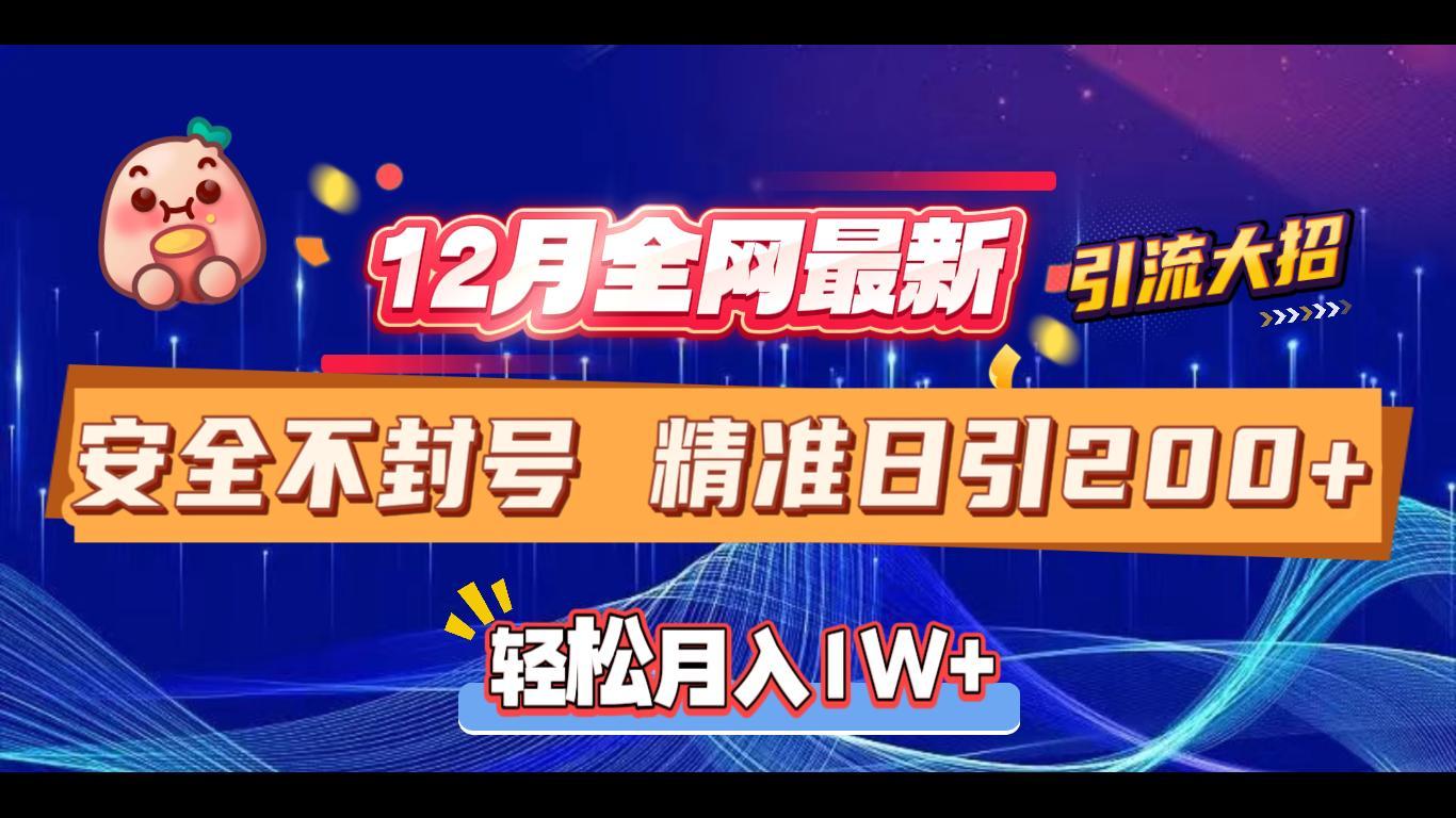 12月全网最新引流大招 安全不封号 日引精准粉200+-轻创网