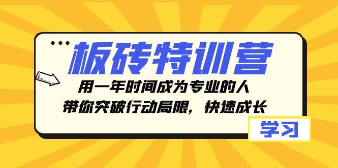 板砖特训营，用一年时间成为专业的人，带你突破行动局限，快速成长-轻创网