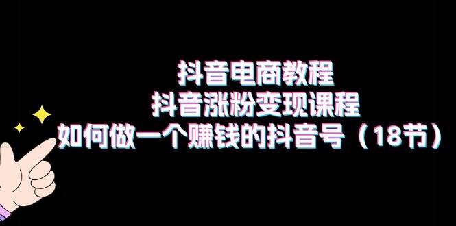 抖音电商教程：抖音涨粉变现课程：如何做一个赚钱的抖音号（18节）-轻创网