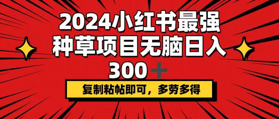 2024小红书最强种草项目，无脑日入300+，复制粘帖即可，多劳多得-轻创网